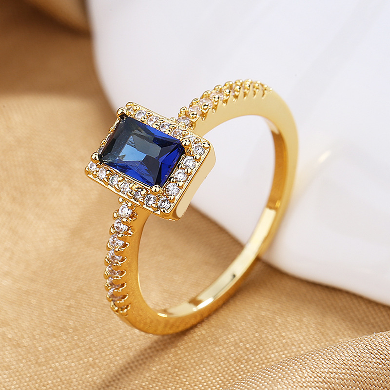 Rings Classification Retro Square Copper Inlaid Zircon Rings