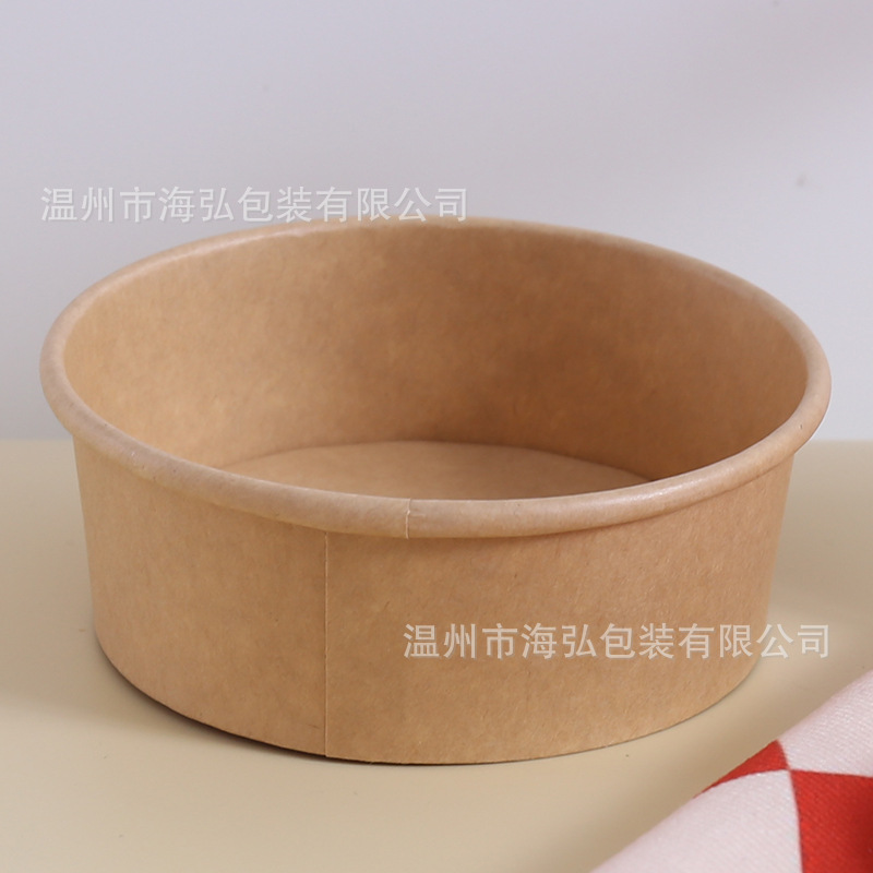 轻食沙拉纸碗食品级加厚牛皮纸纸碗定制印刷外卖打包圆形碗可配盖-阿里巴巴