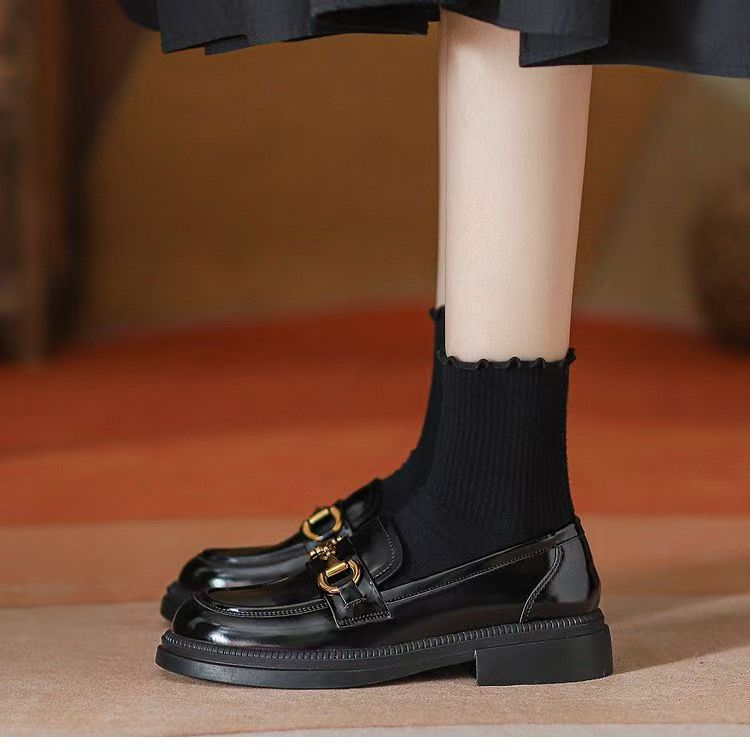 Zapatos de Lefour 2025, otoño nuevo botón de metal, zapatos de cuero de estilo británico JK, zapatos de un solo pie, zapatos de un solo pie, zapatos de estilo coreano, zapatos de un solo pie