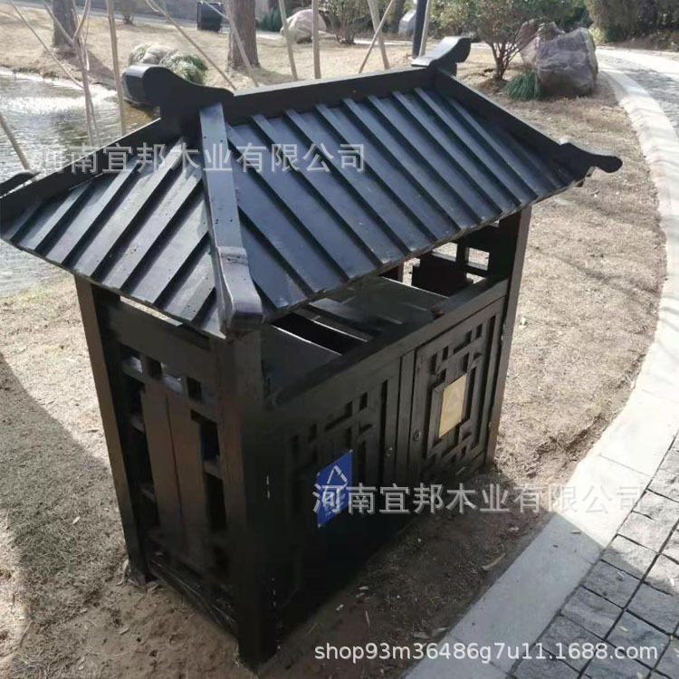 厂家防腐木垃圾桶户外复古木质垃圾箱景区公园仿古环卫分类果皮箱