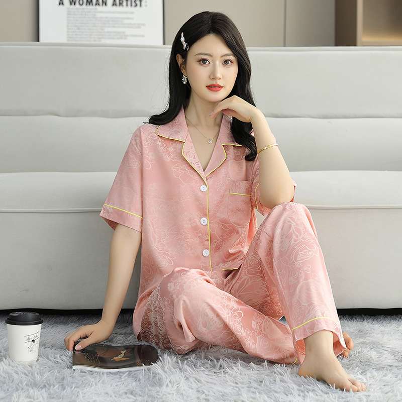 사쿠라 핑크 복숭아꽃 자카드(반소매,바지)