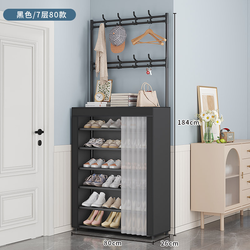 Zapatero a prueba de polvo, estante para zapatos y sombreros de piso para el hogar de varias capas, perchero en la puerta de la sala de estar, estante de almacenamiento de alquiler