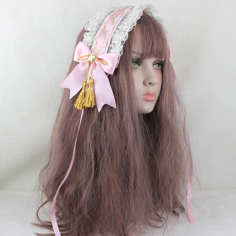 Cute Japanese headband with tassels, hairgrip with bow, hair accessory, Lolita style, DIY