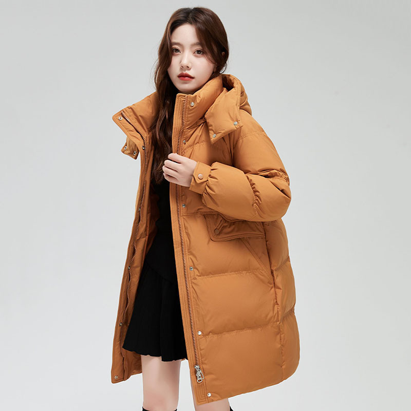 Down Jacket for Women, Mid-Length, New Style, Fashionable, Versatile, Loose, Casual, Thickened White Duck down Coat