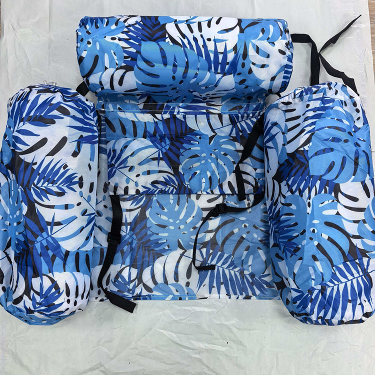 Outdoor Inflatable Printed Water Float Three-Tube Beach Adult Model Foldable Backrest Pool Float Chair