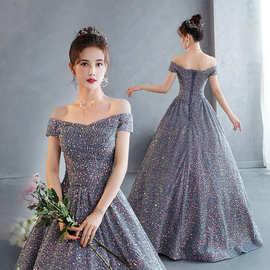 晚礼服新款主持人宴会年会走秀声乐艺考礼服舞台独唱演出服蓬蓬裙