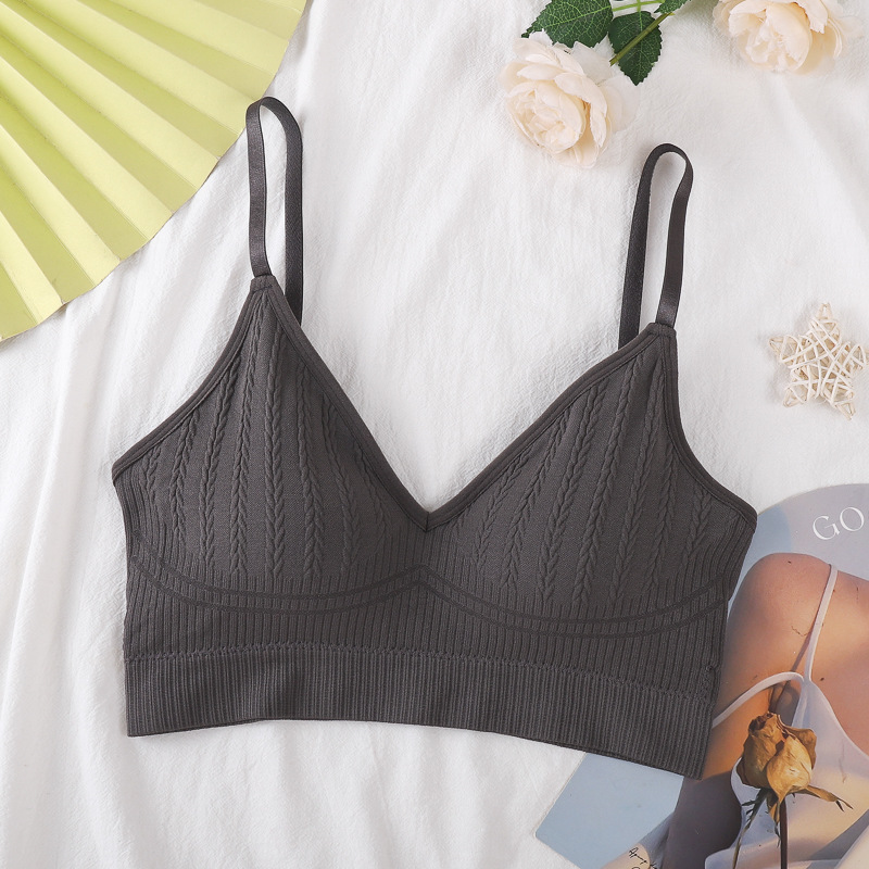 Nuevo estilo transfronterizo, pecho envuelto, hermosa ropa interior de espalda para mujer, sin anillo de acero, copa fija de alta elasticidad, chaleco deportivo, cómodo sujetador de tirantes