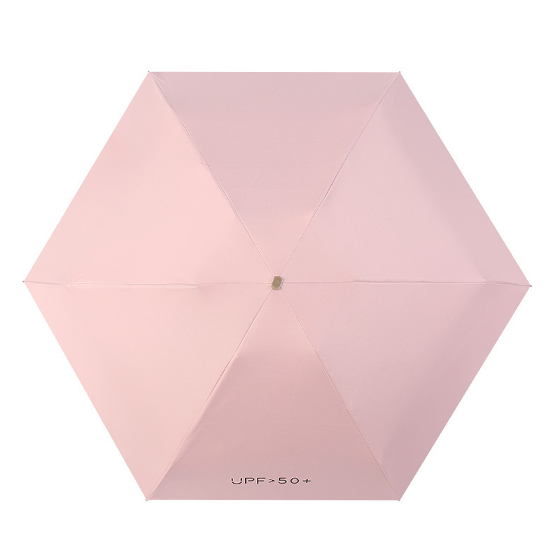 Mini paraguas de Sol de cinco veces plano engrosado paraguas de protección solar de pegamento negro pequeño paraguas de bolsillo de paraguas de Sol de mujer portátil