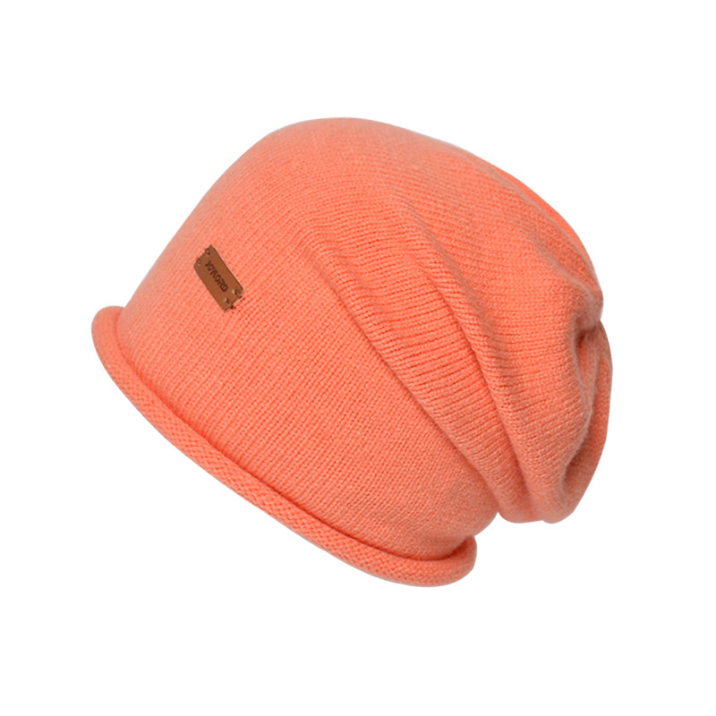 9941 Autumn and Winter Thin Knitted Pile Small Label Solid Color Versatile Moonlight Hat Women's Big Headband Baotou_voghion.com