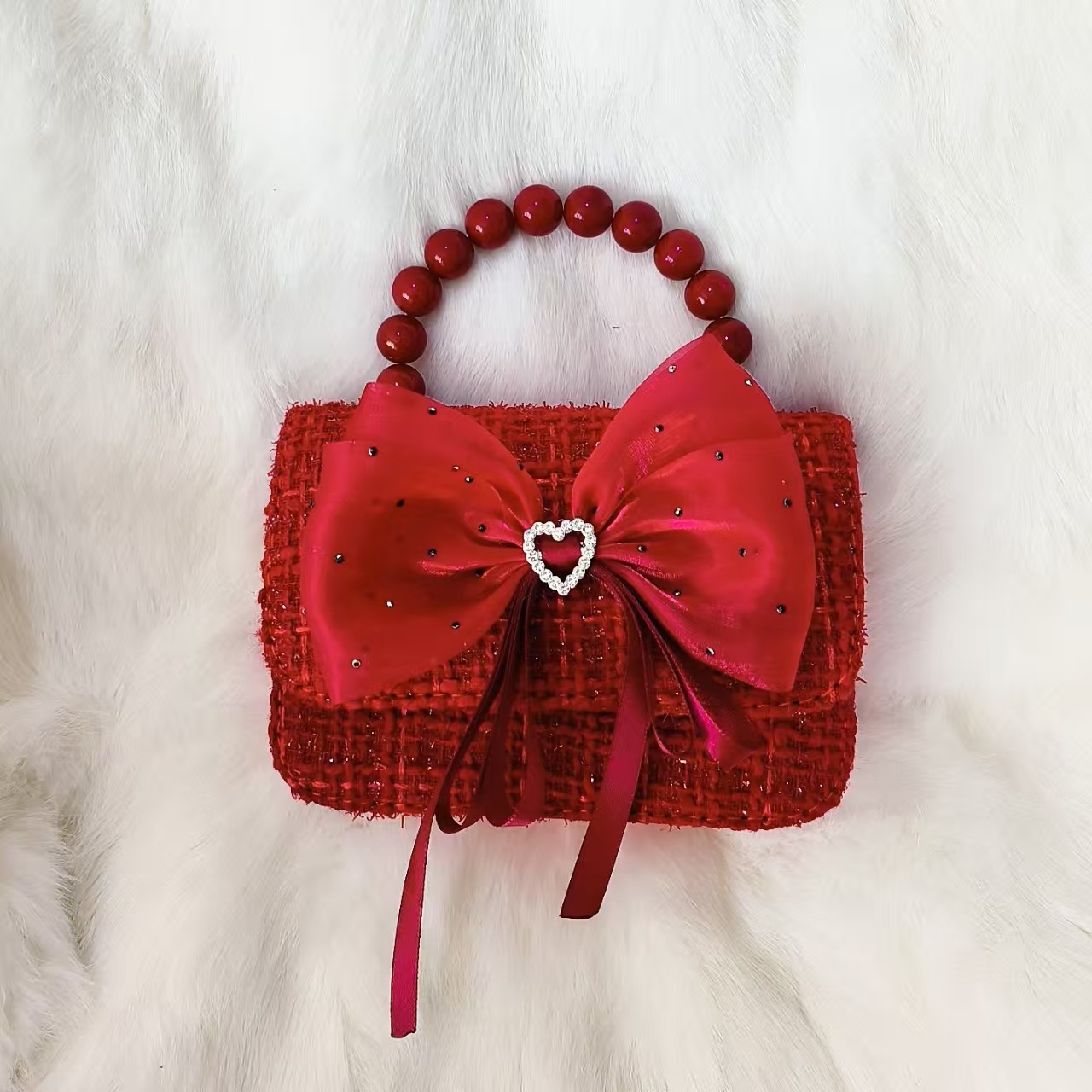 Xiaoxiang viento arco rojo princesa bolso de Año Nuevo Zhen bolso de cambio accesorios de cadena perlas bolso de hombro