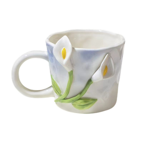 Copyright Xiaohongshu Handmade Ceramic Tulip Cup Handmade Lily of the Valley Water Cup Cute Small Fresh Mug
