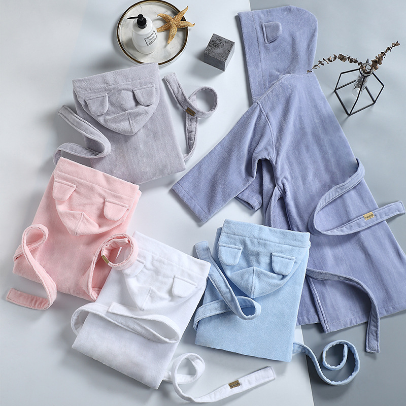 (2개) 클래스 타월 소재 어린이 목욕 가운 흡수 목욕 가운 목욕 타월 망토 수영을 입고 가을과 겨울 도매