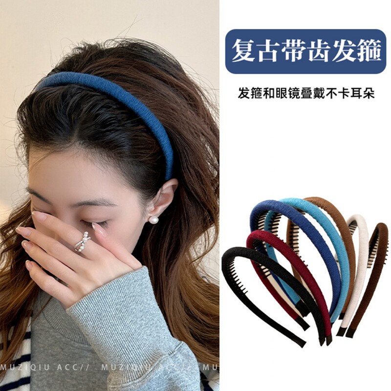 Instantly Increase Head Height ~ Retro Toothed Headband for Women, Korean Style Non-Slip Hairband, Face Slimming Hair Clip, Face Washing Hair Pressing Tool