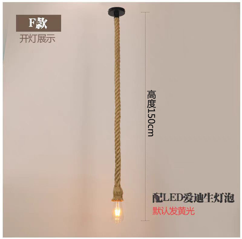 Lámpara de cuerda de cáñamo bar de cabeza única tienda de ropa de té de leche cafetería restaurante estilo industrial retro lámparas creativas