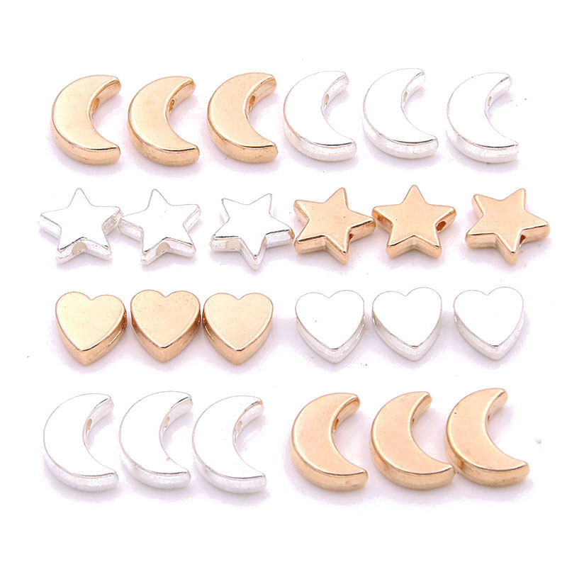 3 2 Color Explosions DIY Alloy Five-pointed Star Love Moon Charm Bead Jewelry Handmade Bracelet Necklace Accessories 3 2 Color Explosions DIY Alloy Five-pointed Star Love Moon Charm Bead Jewelry Handmade Bracelet Necklace Accessories