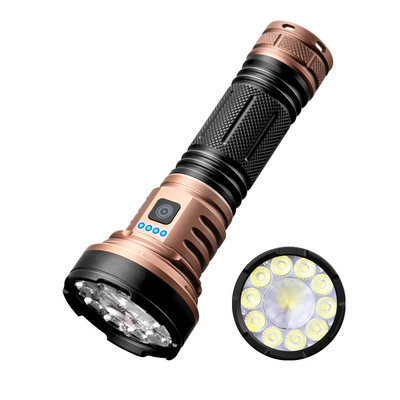 Outdoor high-brightness flashlight LED rechargeable UV fənərlər - white-laser-10-ledscolor-boxhand-strap-includes-3000-mah-battery