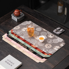 Da'an Hall Embroidered Rabbit Dried Tea Mat: Waterproof Tea Pad for Teahouses, Tea Art Spaces, and Teapots—Compact & Refreshingly Minimalist Design, Perfect for Women