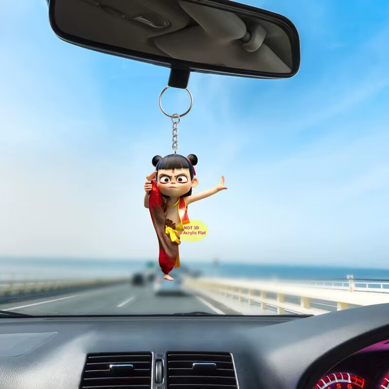 Cross-Border New Acrylic Nezha Car Decoration Home Decoration Pendant Doll Creative Creative Cartoon Car Interior Figure