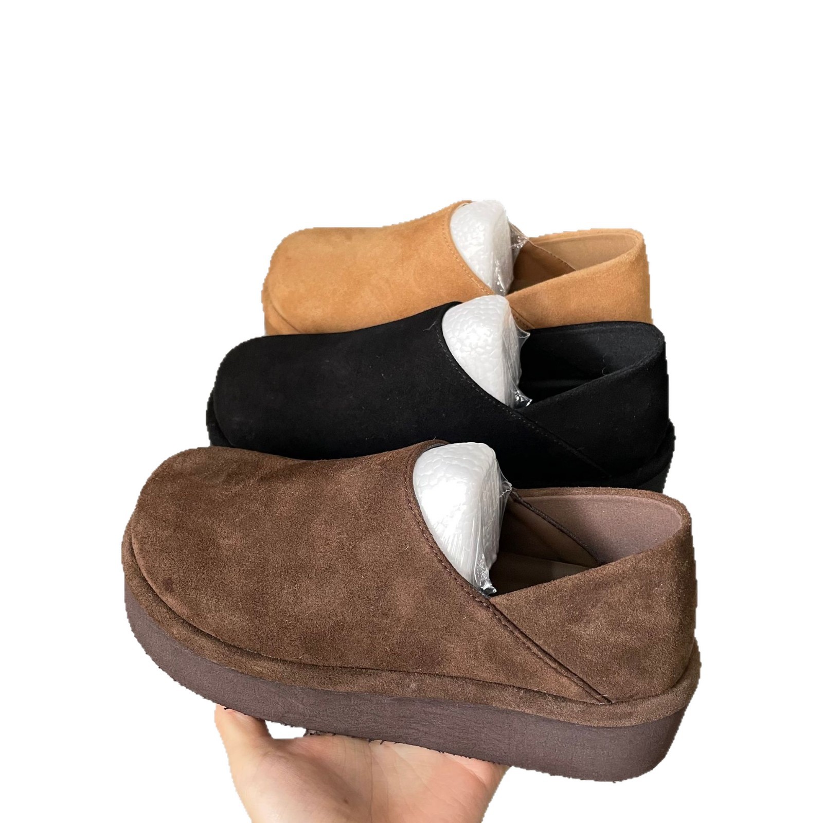 Mocassini slip-on da donna - Soletta in vera pelle, suola spessa, scarpe comode da guida, nero, giallo, marrone_voghion.com