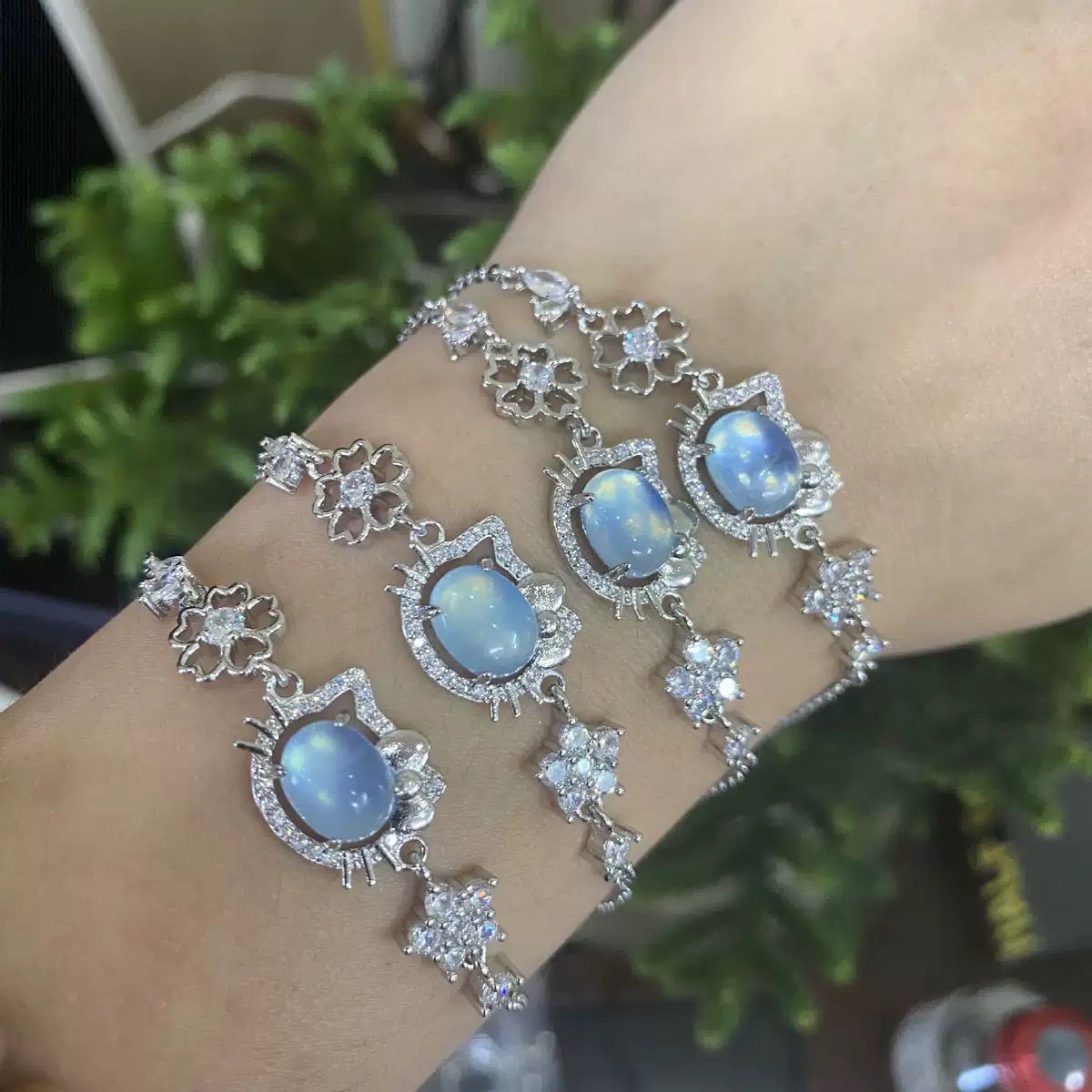 [幸运kitty星]海蓝宝合金锆石手链女新款小众精致高级感手饰饰品