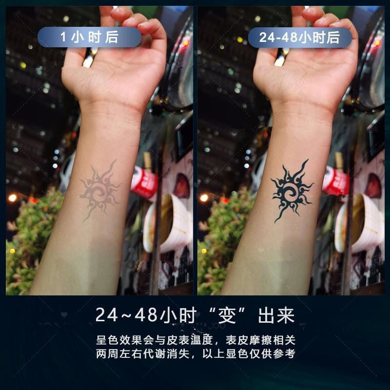 Herbal Juice Sun Totem Hand Back Tattoo Diablo Style Herbal Tattoo Sticker Men Two Weeks Waterproof