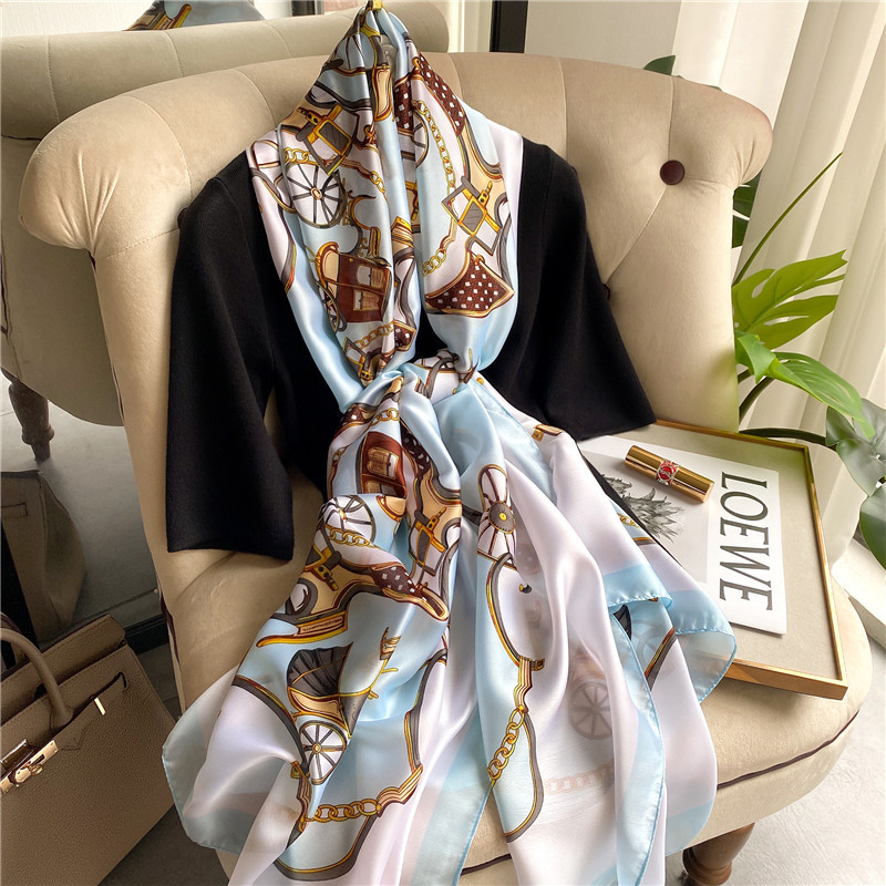 Silk scarf female imitation silk 2021 ne...