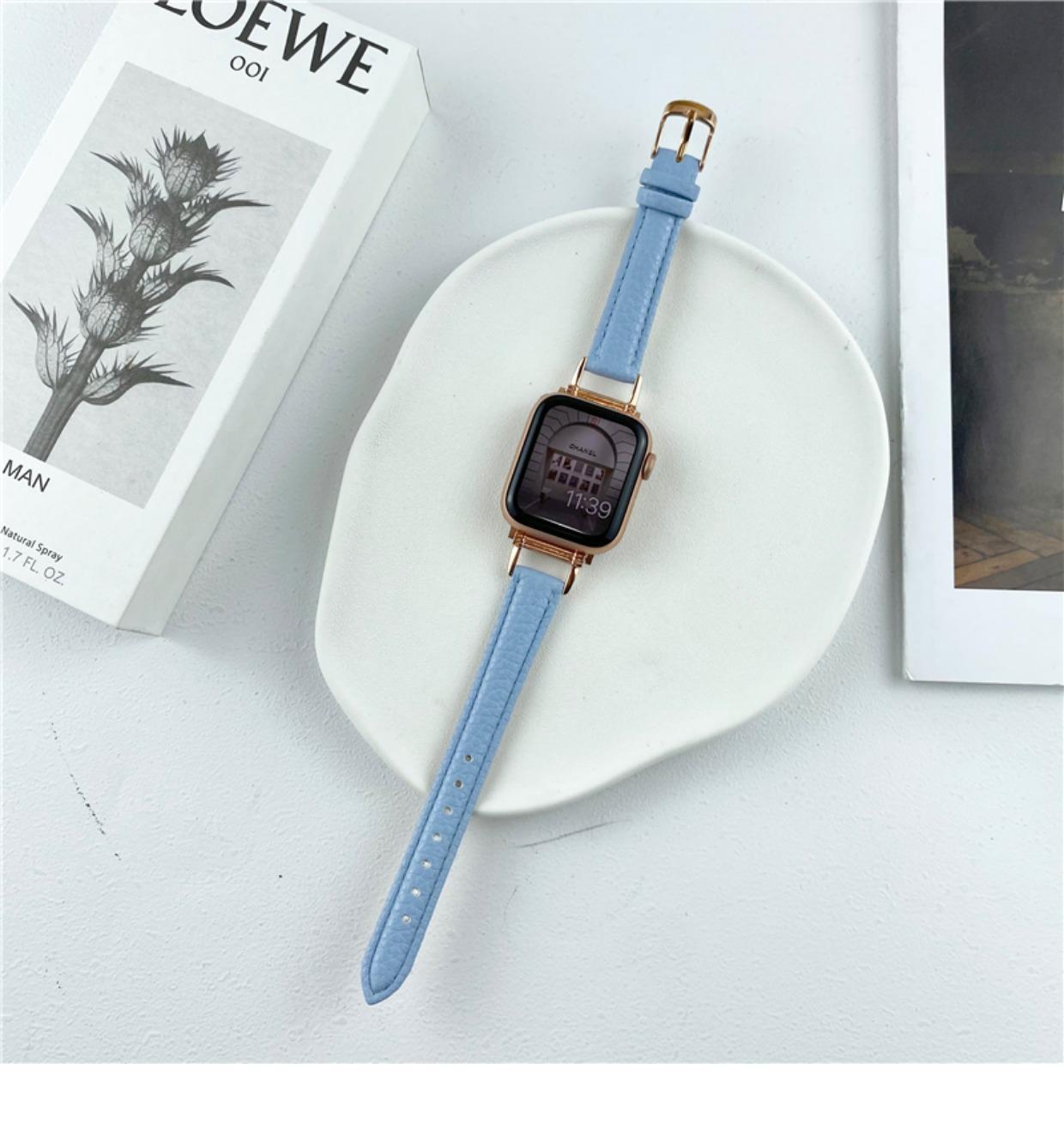 适用applewatch表带女款感皮质se苹果手表iwatchs7/6/5/4/3/2详情17