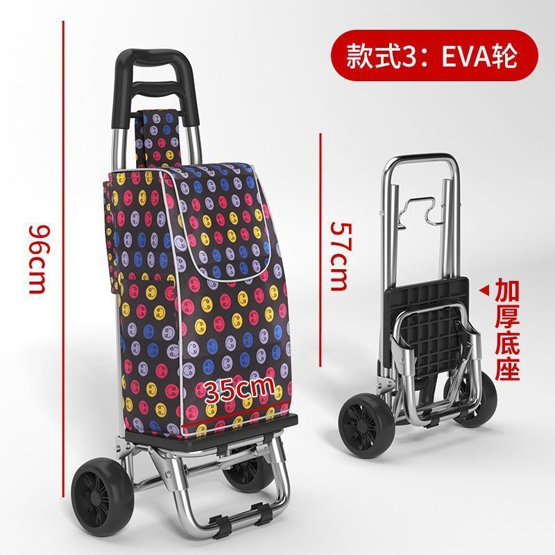 Carrito de compras de verduras, carro de escaleras doméstico, carro de mano, carro de compras plegable portátil, carro de tracción ligero de mercancías