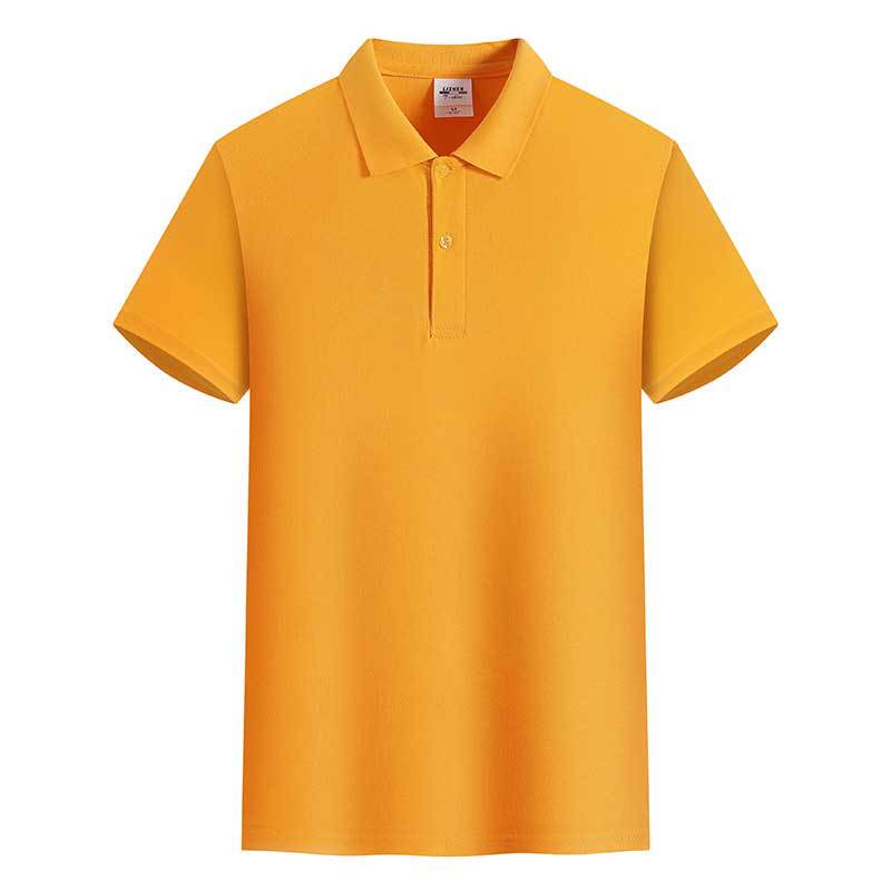 180g32 super cool cotton solid color lapel short-sleeved polo shirt casual slit summer yellow in stock work clothes