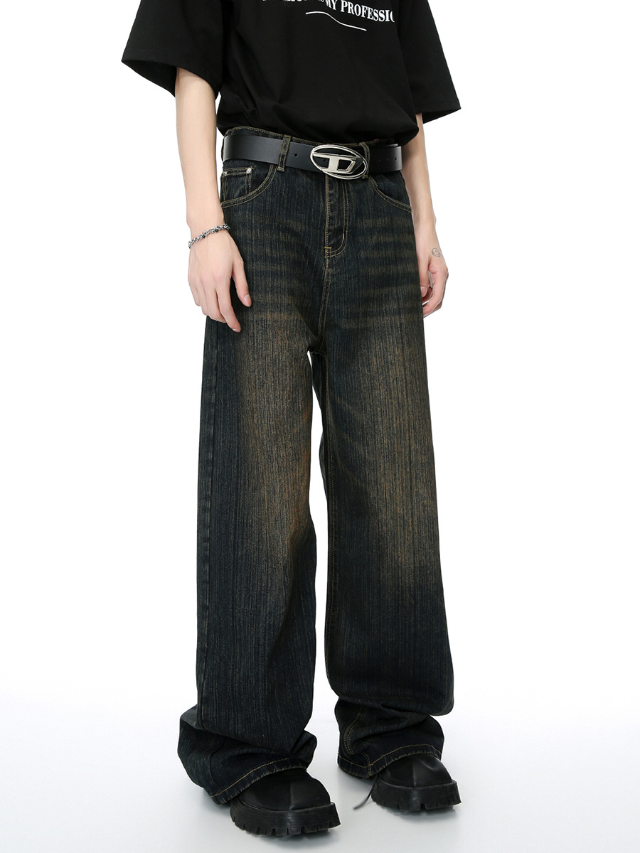 Ropa para hombre MTLCLOTHES | Jeans de Mezclilla Desgastados con Diseño Vintage de Bambú para las Cuatro Estaciones, Estilo Urbano y Moderno