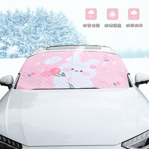 Car snow shield Cartoon printed front windshield anti-freeze and snow cover Winter window universal car snow shield