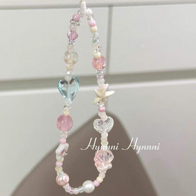 New ocean shell phone chain CCD handmade beaded DIY pendant camera strap anti-loss lanyard