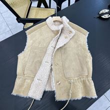 2025秋冬新韩系两面穿全羊毛颗粒真毛皮草外套小个子休闲背心马甲