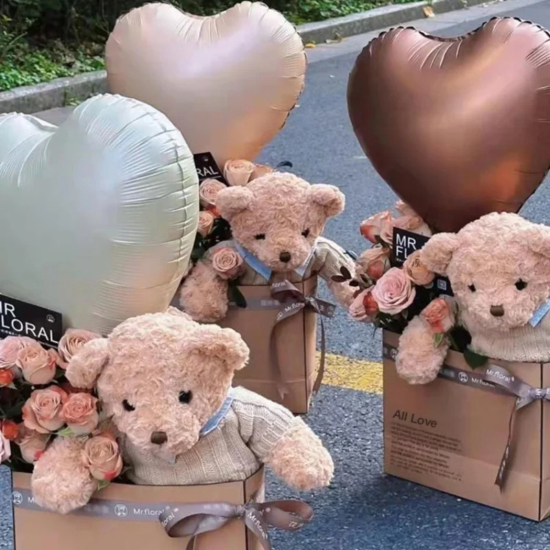 ins18inch キャラメルクリームラブアルミフィルムバルーン婚約子供パーティー誕生日結婚式の部屋の装飾シーンレイアウト|undefined
