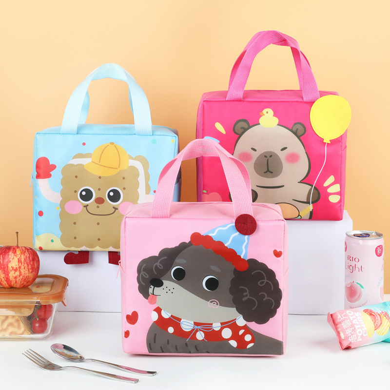 Cross-border Hot Selling Square Three-dimensional Cartoon Lunch Bag Small Bag Multifunctional Lunch Box Handbag Children's Lunch Bag