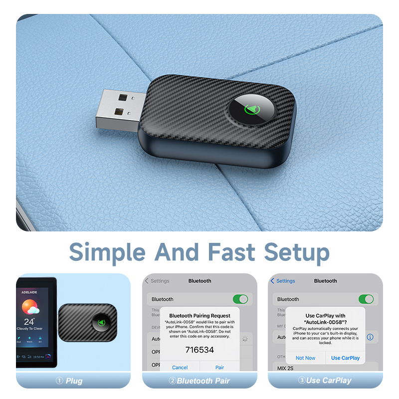 Cross-Border Carplay Wired to Wireless Box Android Auto Car-Machine Interconnection Box Carplay Adapter