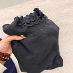 1119/40韩系双层木耳领慕斯绒打底衫