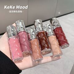 KeKe Mood潤い裸色唇釉水光鏡面口紅低飽和百合白少女ガラス唇