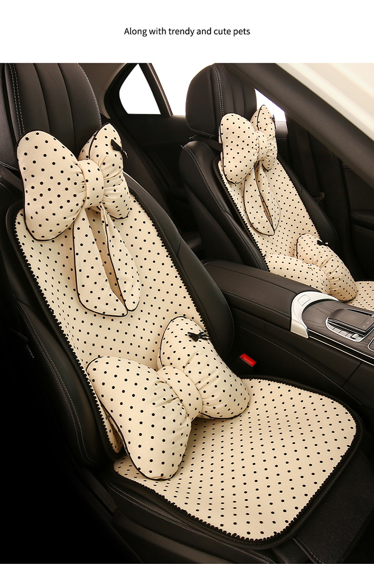Car Seat Cushion Four Seasons Universal Cute Polka Dot Backrest Seat Cover
