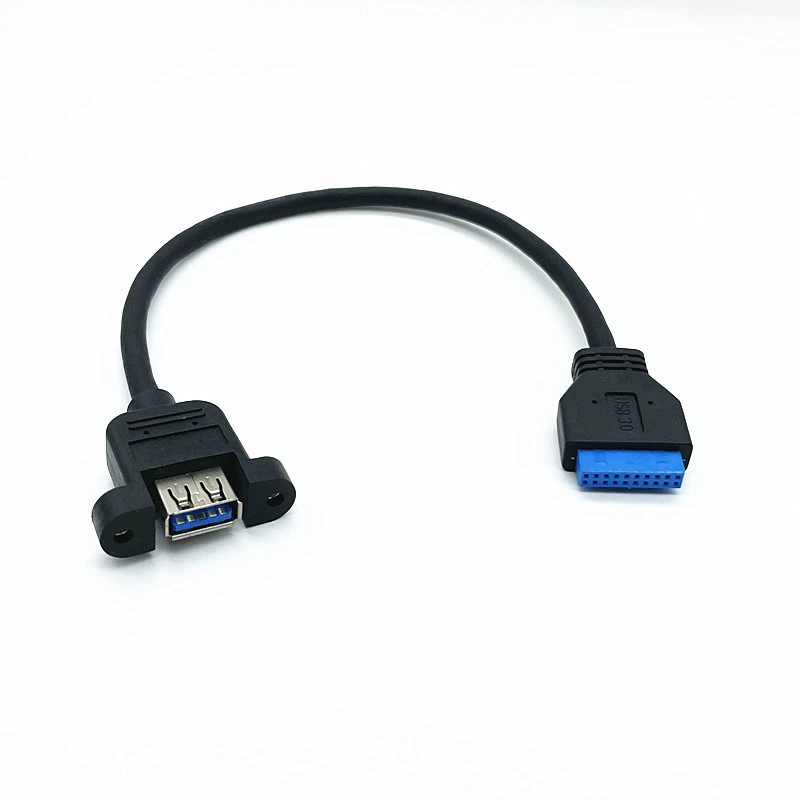 Удлинительный кабель для материнской платы 20PIN - USB 3.0 с отверстием под винт-ушок для корпуса компьютера