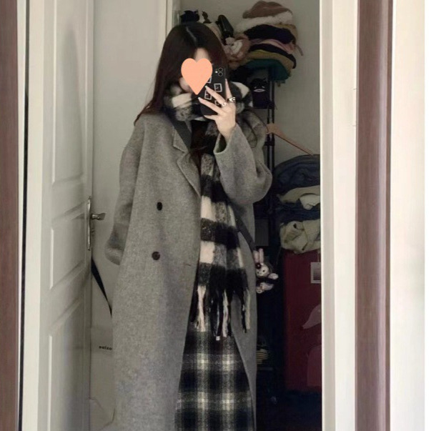 毛呢大衣女中长款2025春秋新款赫本风气质小个子宽松韩系呢子外套|undefined