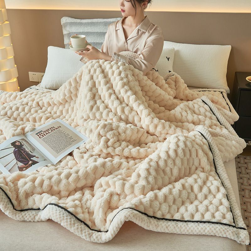 양고기 양털 담요 슈퍼 두꺼운 커버 담요 가정용 낮잠 담요 두꺼운 이중 사용 RASCHEL 산호 담요 우유 양면