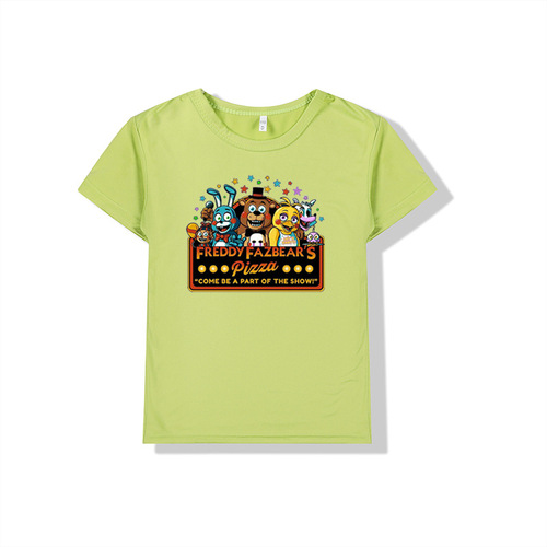 2024新款夏季热销跨境 Freddy's 玩具熊 卡通图案男童女童短袖T恤