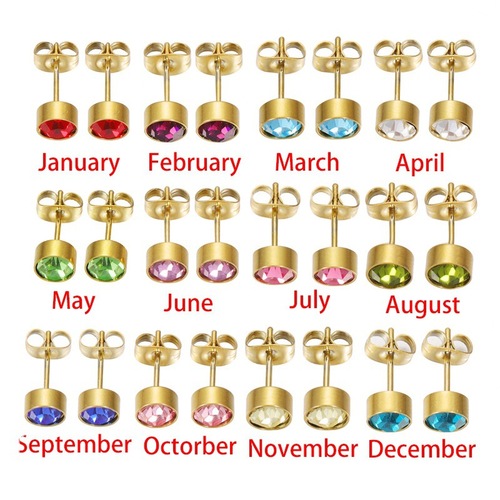 Cross-border new product gift for couples and besties, simple and fashionable Czech diamond earrings, stainless steel December birthstone earrings