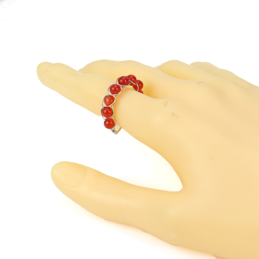 Fashion Solid Color Agate Beaded Rings 1 Piece