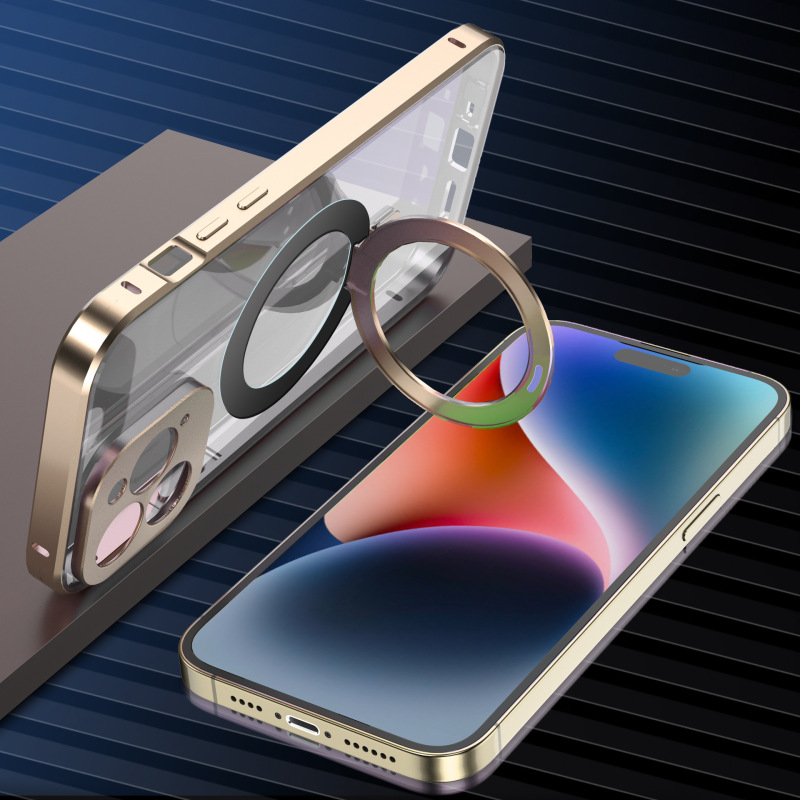 IPhone16携帯電話ケース万磁王15promax金属磁気吸引MagSafe折り畳みスタンドカバー|undefined
