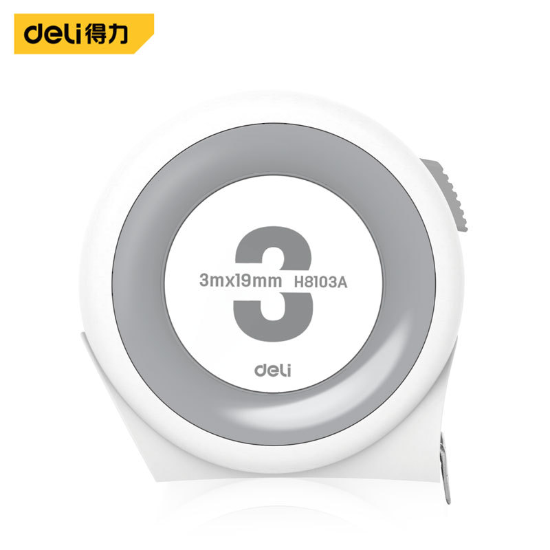 得力工具H8103A钢卷尺3mx19mm自锁自锁皮尺盒尺拉尺圈尺加厚尺子