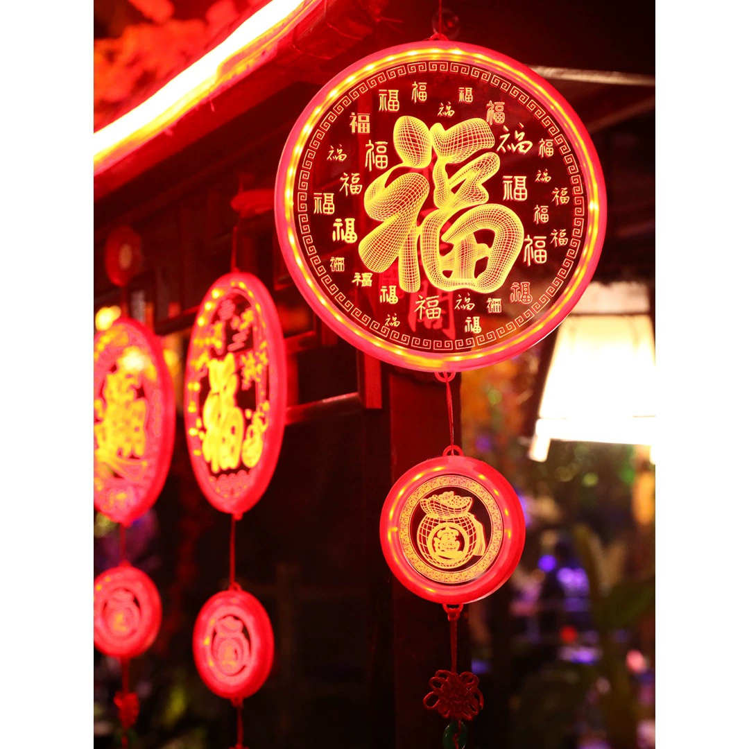 2026 Прозрачные акриловые фонарики с подсветкой fortune LED Lanterns 2026 Новый год год лошади Домашнее окно Новогодняя атмосфера Год лошади