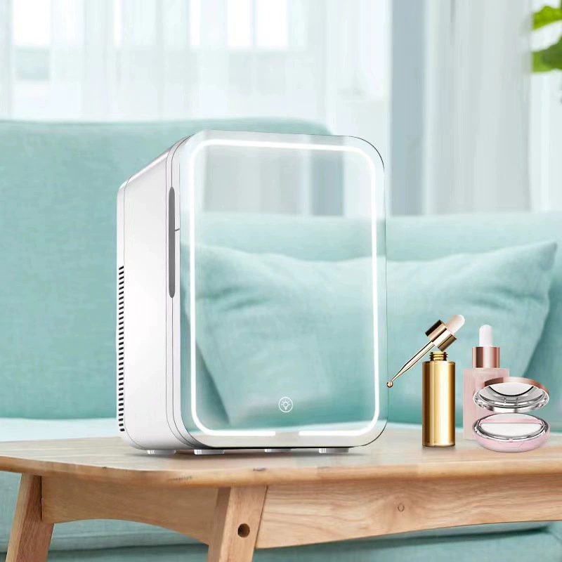 Трансграничный европейско-американский мини-холодильник для косметики объемом 10 литров, с зеркалом, двойного назначения для автомобиля и дома, компактный холодильник для студенческого общежития