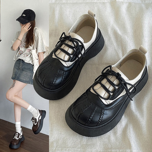 2025 spring new Korean fashion round head lace thick bottom fashion casual plus size women's deep mouth fashion women's single